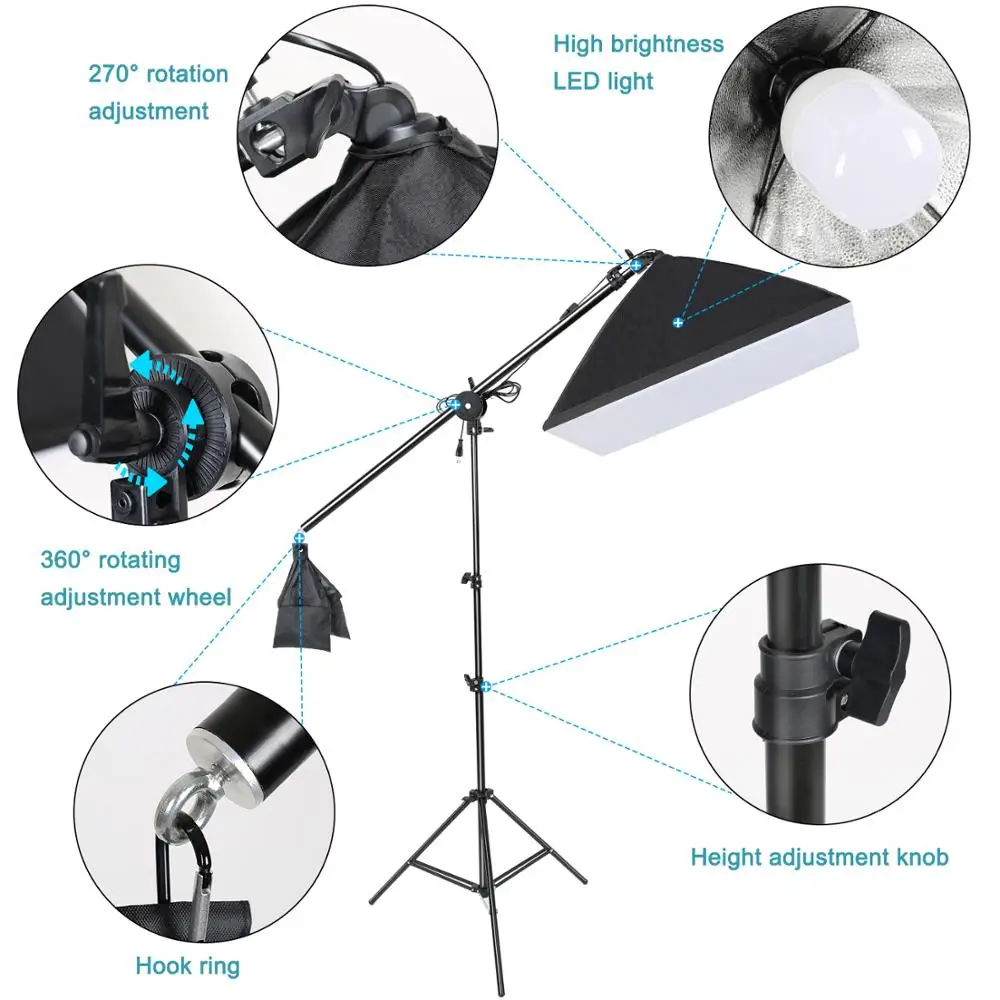 Фотостудия 58 Вт софтбокс комплект фотографического освещения камера аксессуары для фото 3 осветительная стойка один софтбокс камера фотография