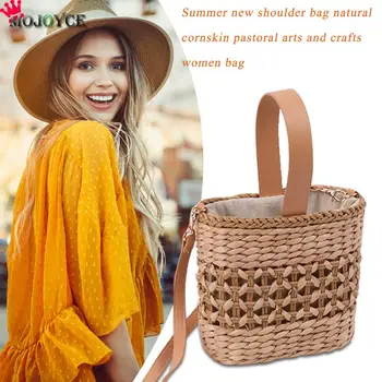 

Women Straw Crossbody Ladies Beach Shoulder Bags Rattan Woven Ladies Weaving Bucket Beach Holiday Messenger Handbag