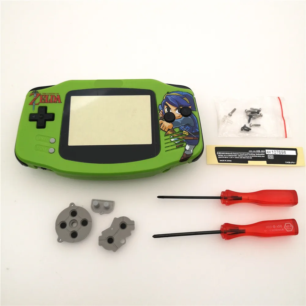 Hyrule Hylian ZeldaLink рисунок DIY Полный Корпус в сборе Корпус чехол с резиновой прокладкой кнопки для Gameboy Advance Игровая приставка GBA - Цвет: Green