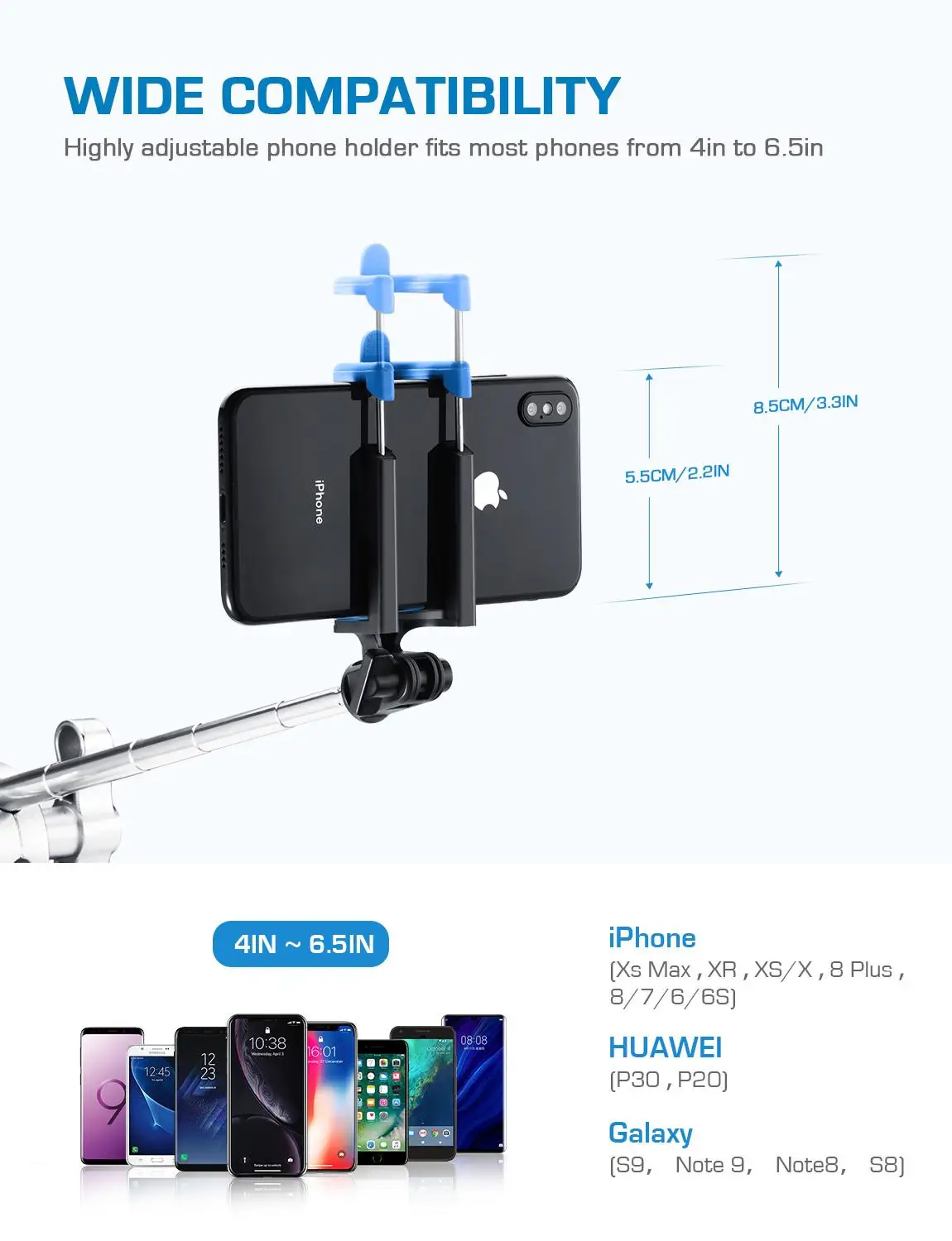 Mpow MBT12 Bluetooth палка для селфи iSnap Y выдвижной дизайн iPhone Samsung Xiaomi мобильных телефонов