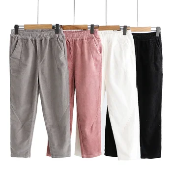 

Autumn Winter Corduroy Pants Women Plus Size 3XL Elastic Waist Harem Pants Casual Corduroy Trousers Women Pantalon