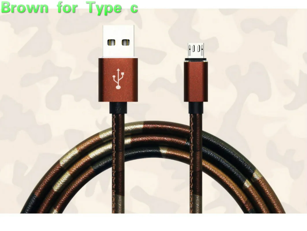 USB кабель для мобильного телефона Micro usb type C зарядный кабель для iPhone зарядный кабель Micro зарядный usb-шнур - Цвет: Brown  for  Type  c