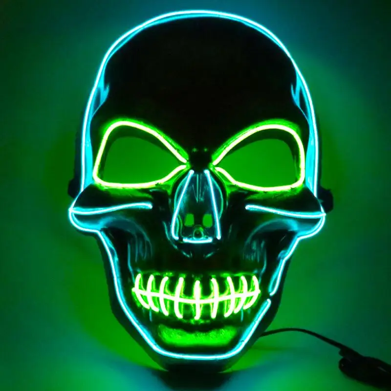 Halloween Mask LED Light Glowing Masquerade Cosplay Horror Skull Mask Scary Decoration For Halloween Party 