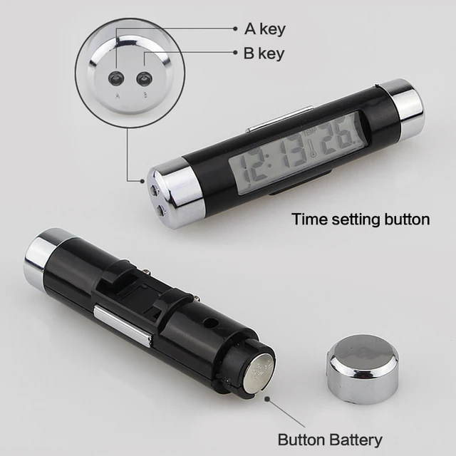 1pcs Car Digital Clock Temperature Display Portable 2 in 1 Auto Electronic Clock Thermometer LED
