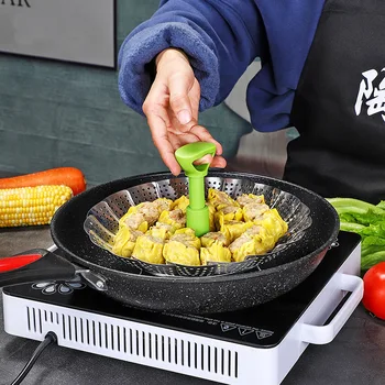 

Folding Dish Steam Stainless Steel Food Steamer Basket Mesh Vegetable Cooker Steamer Expandable Kitchen Tool the Steami