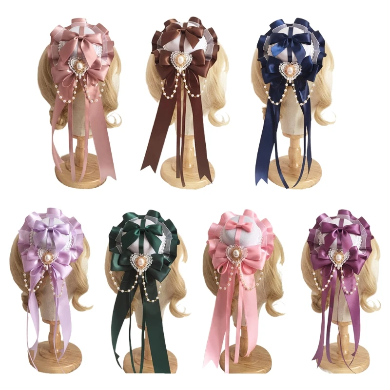 

В стиле «Лолита» с бантом Шпилька для лент цилиндр боковой зажим Свадебная вечеринка головной убор, украшения для волос аксессуары для девочек