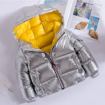 

2019 Autumn Winter Hooded Children Down Jackets for Girls Gloosy Color Warm Kids Down Coats for Boys Outerwear Clothes