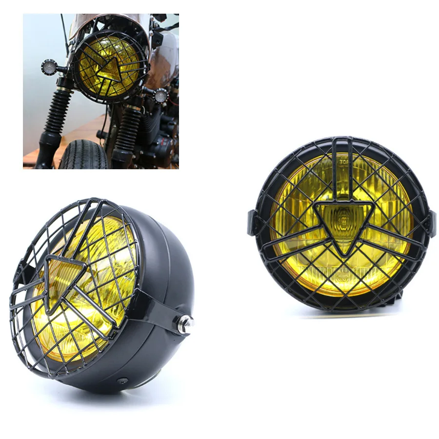 

Motorcycle Head Lamp assembly Grill Cover Retro Vintage Bracket Mask Mount Headlight for Harley Cafe Racer Bobber Chopper Honda