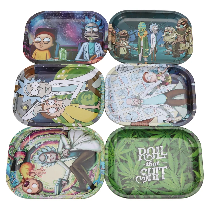 Bandeja rodante de estaño de Metal para fumar, accesorios para tabaco, papel de liar, molinillo de hierbas, bandeja pequeña, placa de almacenamiento de tabaco, 18cm * 14cm