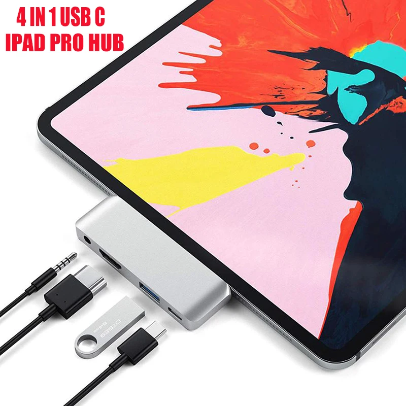 Adaptador de concentrador de red USB tipo C Mobile Pro, con USB-C, carga PD, USB 3,0 y conector de auriculares de 3,5mm para iPad Pro, tableta, 2020