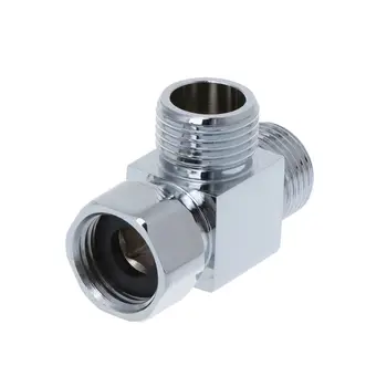 

1/2" Brass Chrome 3 Way Diverter Hose Fitting Tee T Shape Adapter Bath Connector