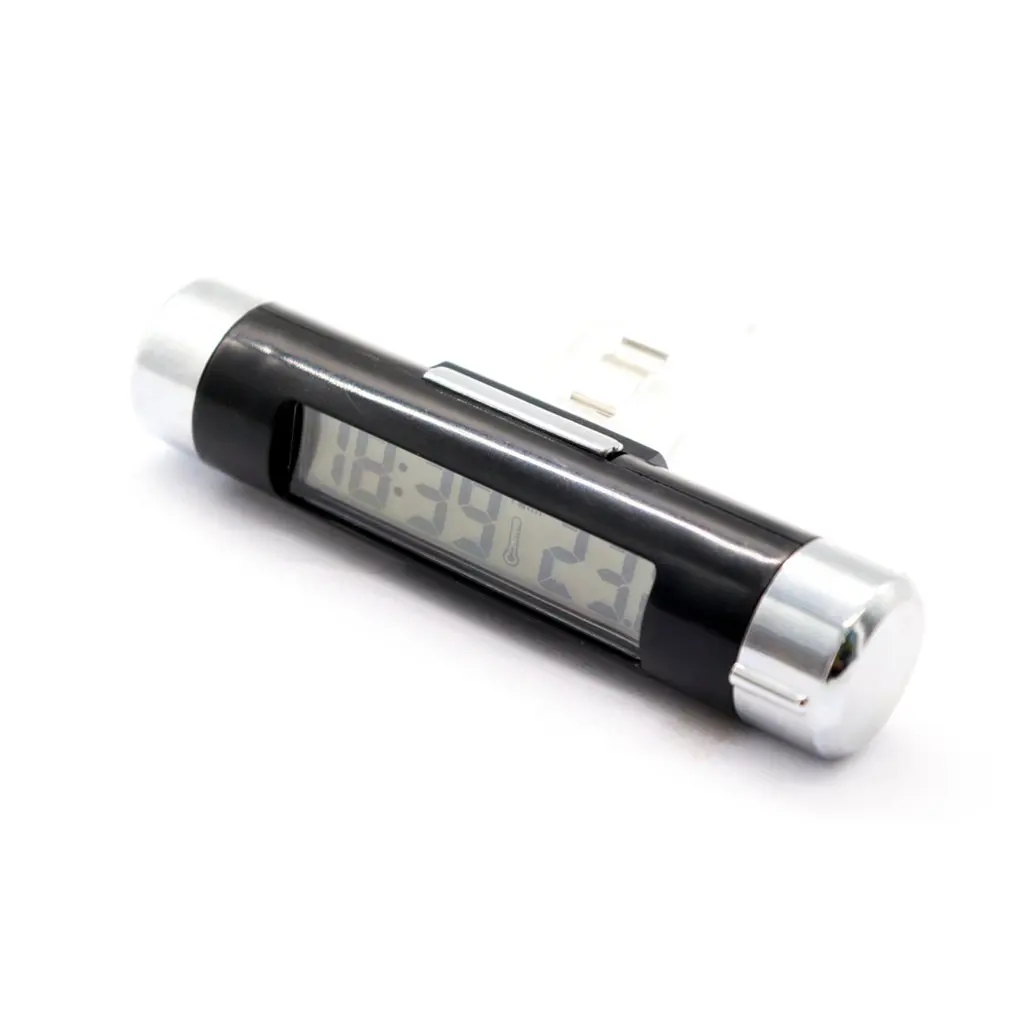 Car Thermometer Vehicle Time Clock With Luminous Function Auto Electric Watch Automotive Anti High Low Temperatur Blue | Дом и сад