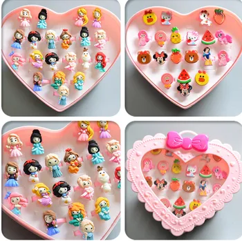 

20pcs/set Princess Children Ring Boxed Frozen Elsa Olaf Doll Accessory Doll Jewelry Minnie Ring Girl Boy Children Day Gift