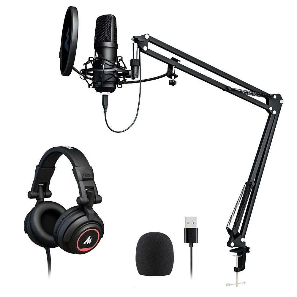 

Professional High Sampling Rate USB Studio Recording Microphone And Studio Headset Kit For Live Streaming