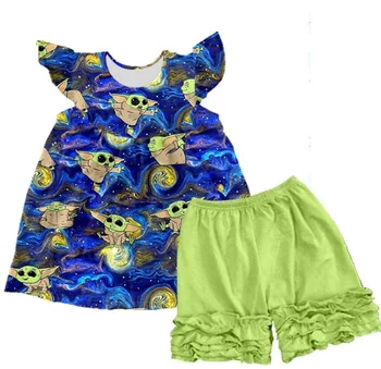 

Boutique Hot Sale Children’s Clothing Cartoon Fashion Outfit Summer Outfit Kids Clothes Ruffles Design Lovely Girls