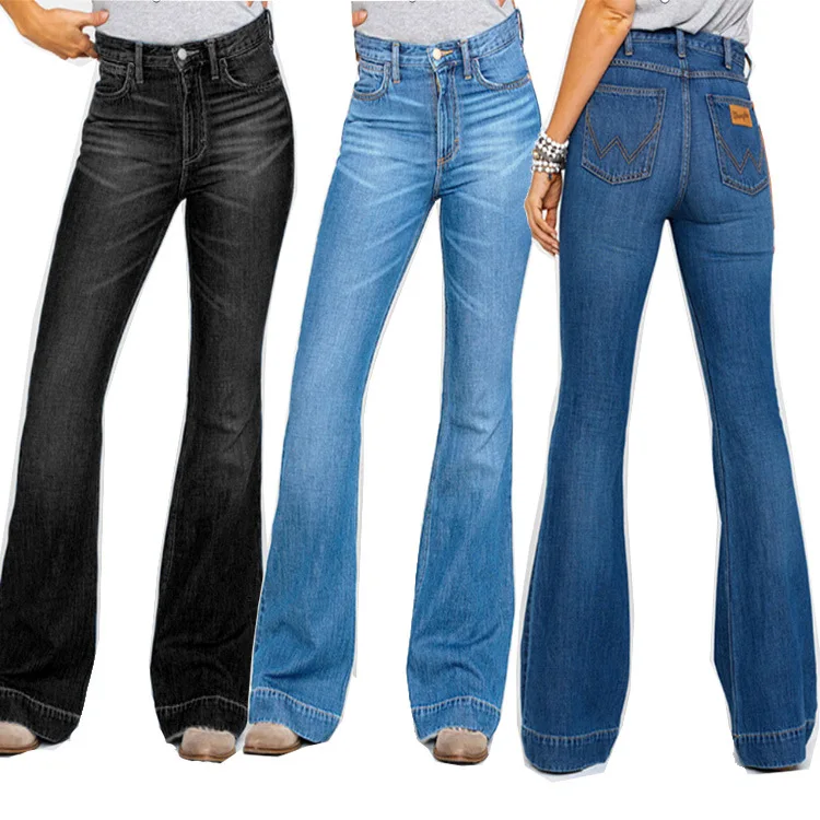 

Women Stretch Slim Jeans Woman Pocket Trumpet Trousers New Fashion High Waist Pearls Denim Pants