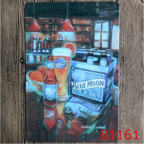 Artfully Crafted Blue Moon Belgian Beer Tin Sign Metal Wall Decor Bar Pub Tavern 20x30CM | Дом и сад