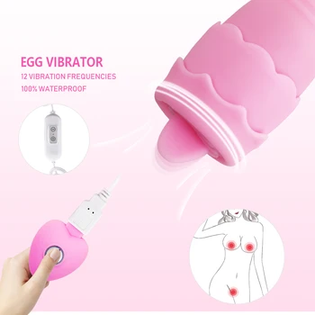 EXVOID Tongue Egg Vibrator 12 Speeds G-spot Vagina Massager Oral Licking Vibrators Clitoris Stimulator Adult Sex Toys for Women 2