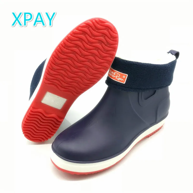 Непромокаемые сапоги MenWellie Зимние галоши с мехом Резиновые Водонепроницаемая