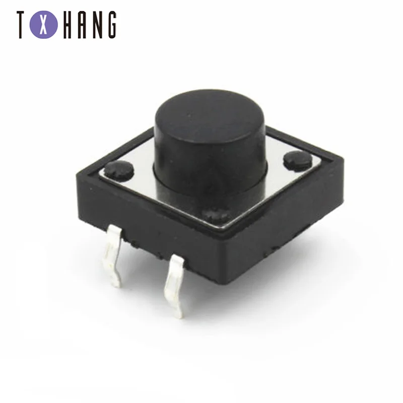 

50PCS PCB 12*12*10mm 4pin Tactile Tact Mini Push Button Switch 12x12x10mm 4p SMT Vertical Micro Switch black button