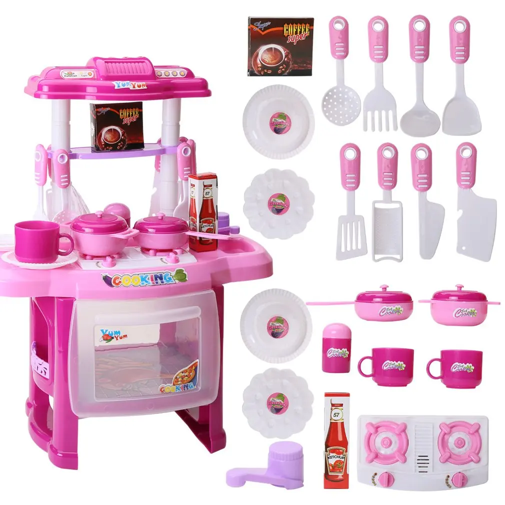 

Children'S Play House Toys Kitchen Tableware Lighting Music Simulation Kitchenware Educational Toys
