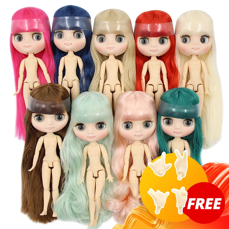 Muñeca de juguete DBS blyth middie, cuerpo articulado con cara mate, pelo rizado, pelo liso, oferta especial, desnuda, middie, 20cm, 1/8