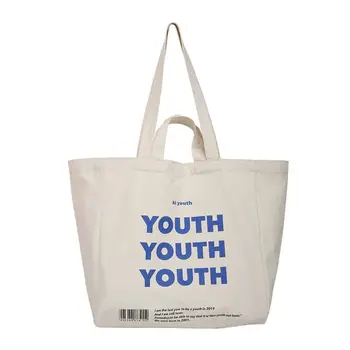 

Large Capacity Letter Printed Canvas Shoulder Bag Casual Tote Shopping Handbag 517D