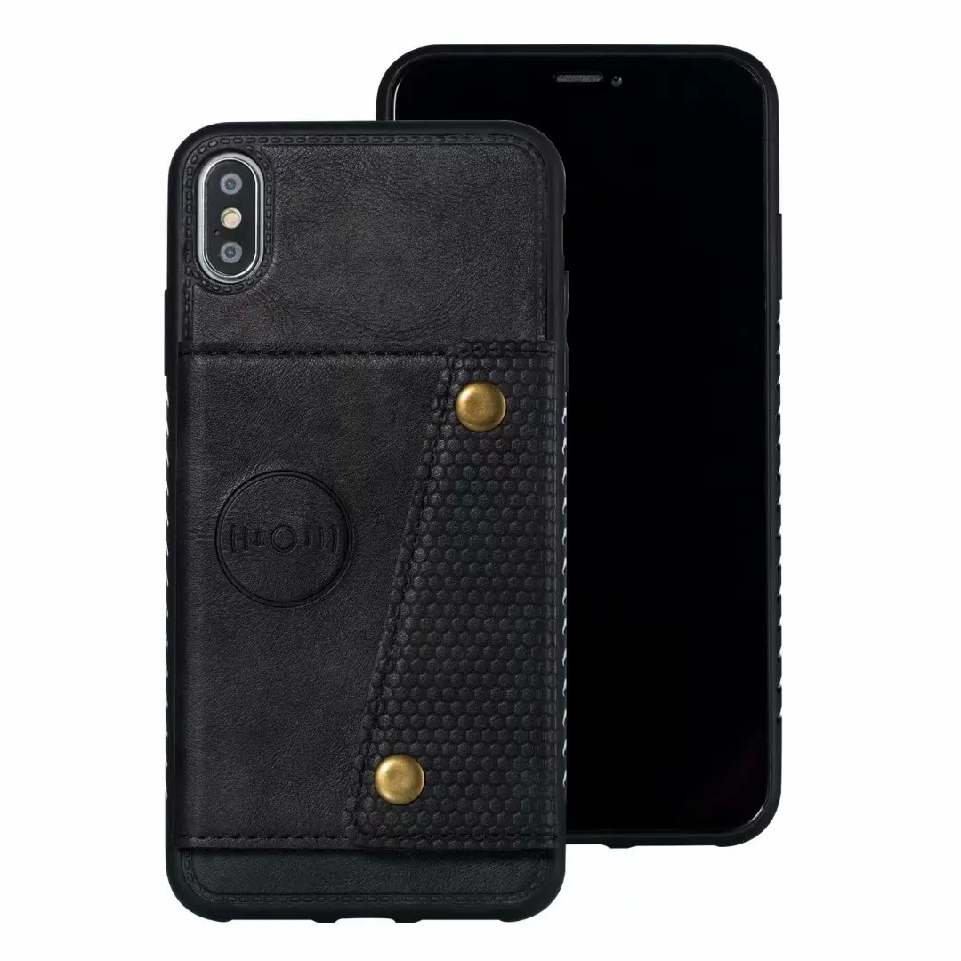В виде кошелька, с карманом для карточек, чехол для Iphone 11 Pro XS Max X XR 8 7 6 6s Plus, роскошный кожаный чехол с карманами, подставка из ТПУ, силиконовый чехол - Цвет: Черный