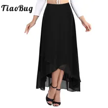 TiaoBug элегантные Высокая Талия тюльпан подол сплошной Цвет Бальные вечерние Для женщин длинное, шифоновое юбка современный лиричная Одежда для танцев
