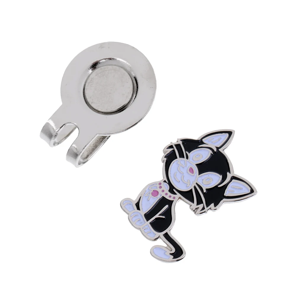 

2Pcs Alloy Cartoon Cat Dog Golf Ball Marker With Golf Hat Clip
