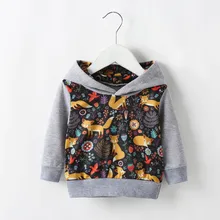 Хлопковый свитер с капюшоном и рисунком лисы; топы для новорожденных; одежда для маленьких девочек; зимний Повседневный пуловер с капюшоном; плотный свитер для маленьких девочек