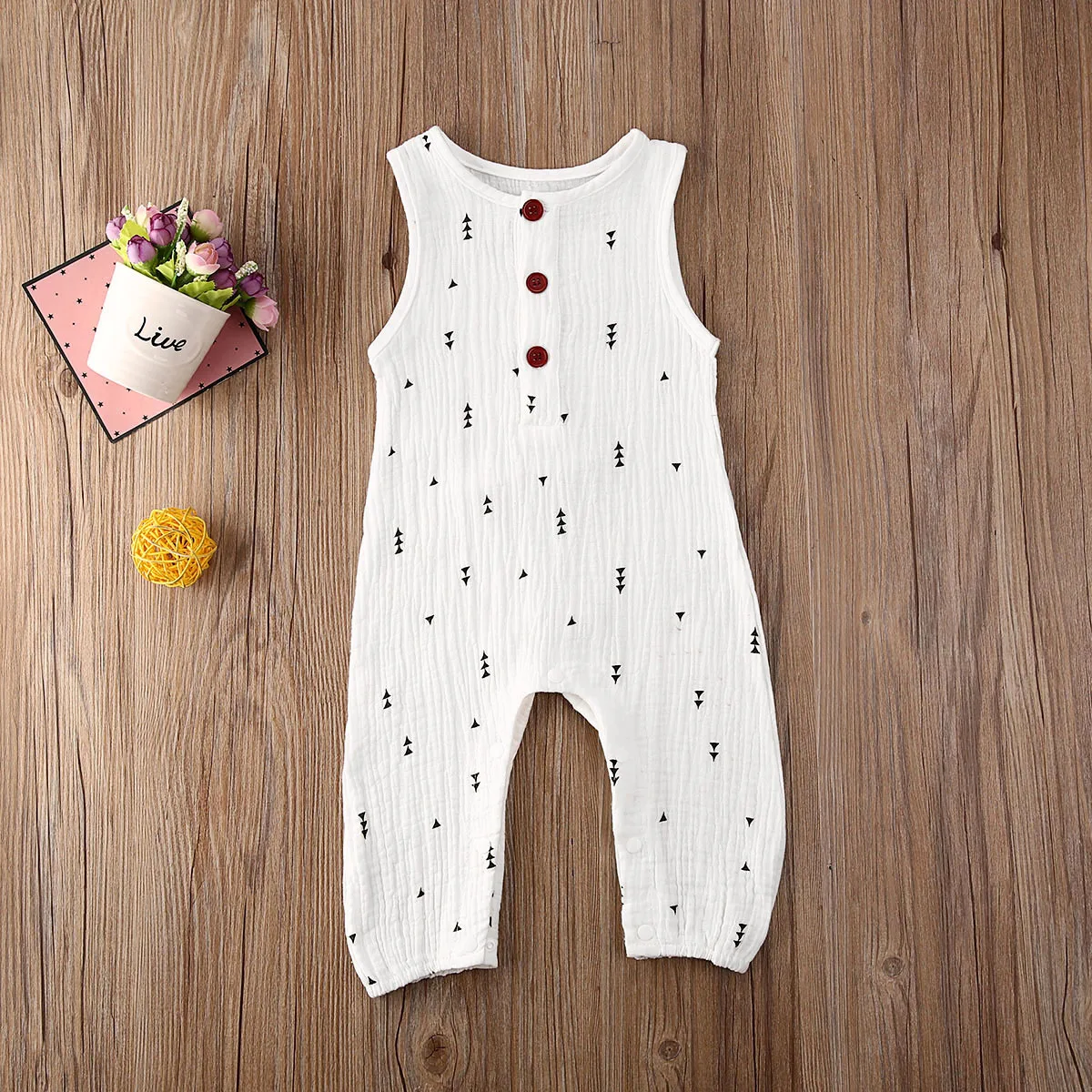 

Pudcoco Newborn Baby Boy Girl Clothes Print Sleeveleee Knitted Cotton Romper Jumpsuit One-Piece Outfit Sunsuit Clothes