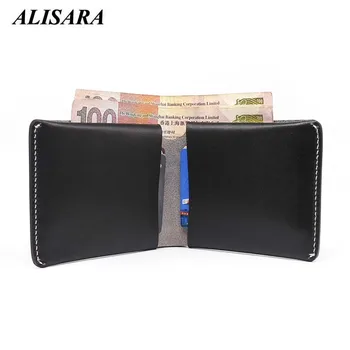 

Men Short Wallets First Layer Leather Handmade Luxury Simple Bifold Clutch Male Credit Card Wallet Top-end Cowhide Money Purses
