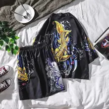 Yukata для мужчин Лето Бохо кимоно шорты пляжный костюм хаори азиатская одежда рубашка кимоно кардиган для мужчин японские пижамы для мужчин s