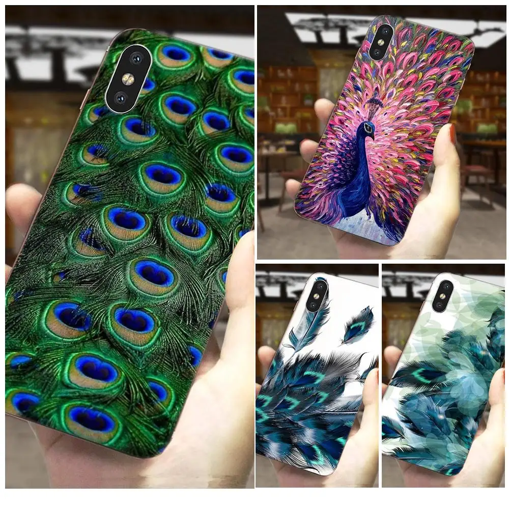 Мягкий чехол с красивым павлиньим пейзажем для Apple iPhone 4 4S 5 5C 5S SE SE2 6 6S 7 8 11 Plus Pro X XS Max