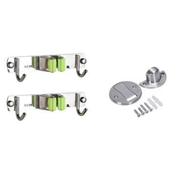 

1 Pcs net Door Stops Stainless Steel Door Stopper netic & 2 Pack Mop Holder Shower Hook Wall Hanging Rack CNIM Hot