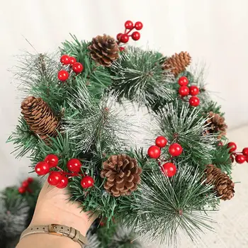 

Artificial Garland Wreath Ornament Pinecone Berry Christmas Hanging Ornament For Xmas Home Garden Party Christmas Decoration