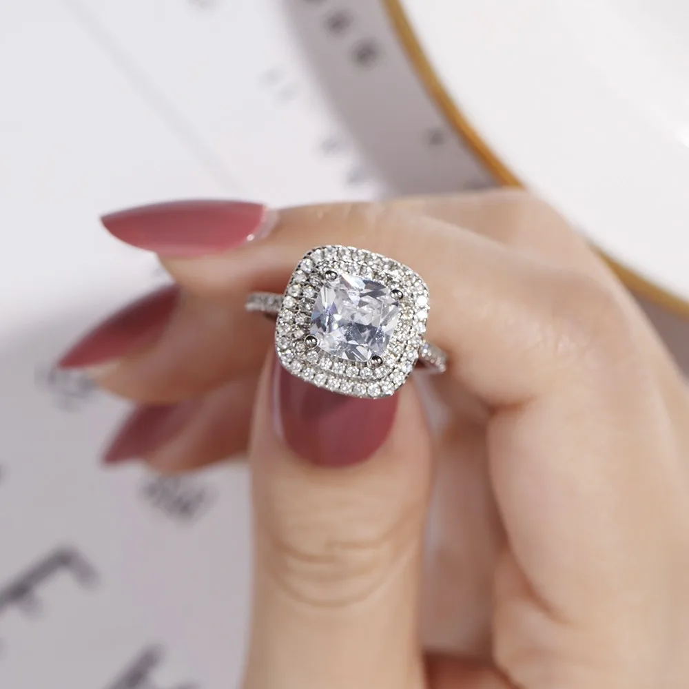 Женское кольцо из серебра 100% пробы с белым сапфиром | Украшения и аксессуары