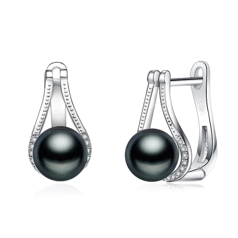 black pearl earring Высококачественные серьги с белым жемчугом для женщин, милый модный подарок для девушек, Настоящее серебро 925 пробы, черные серьги с пресноводным жемчугом, ювелирное изделие - Цвет камня: black pearl earring