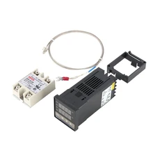 Kit de contrôleur de température numérique PID avec double affichage numérique, Thermostat REX C100 + relais 40Da SSR + capteur de sonde de Type K