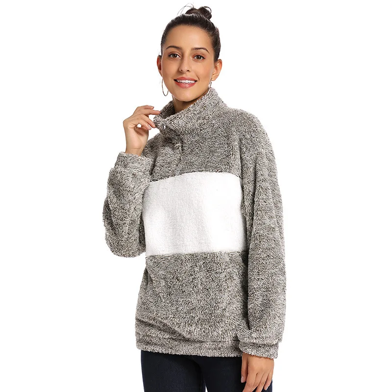 

2019 Winter Fleece Long Sleeve Turtleneck Casual Outwear Winter Hooded Warm Jumper Plus Size Zipper Pullovers