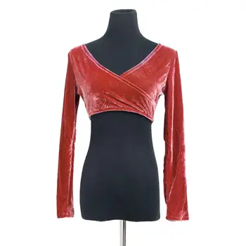 

Velvet long sleeve top bellydnace Top Belly dance top V neck Professional Expansion Bellydance Performance Costume Top
