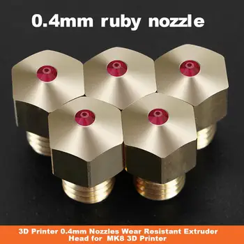 

3D Printer 0.4mm Nozzles Wear Resistant Extruder Head for MK8 3D Printer compatible with PETG ABS PEI PEEK and other consumables