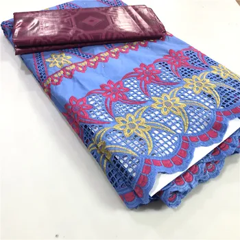 

Embroidery Swiss Cotton Lace African Guinea Bazin Brocade Damask Fabric for Femme Robe New Bazin Riche Brode