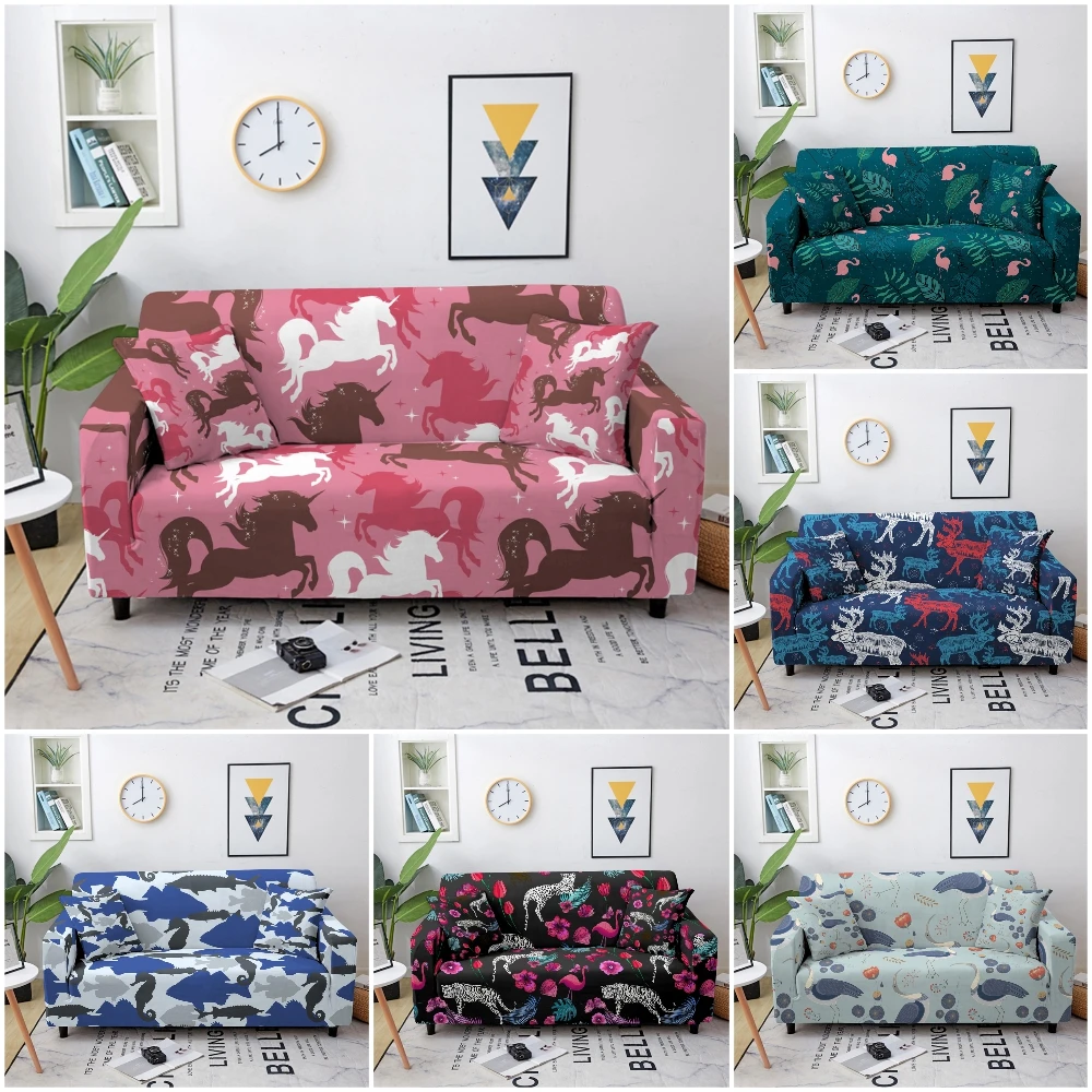 

Cartoon Animal Pattern Elastic Sofa Cover Spandex Stretch Sofa Slipcovers For Living Room Sectional Couch Cover 1/2/3/4 Seater