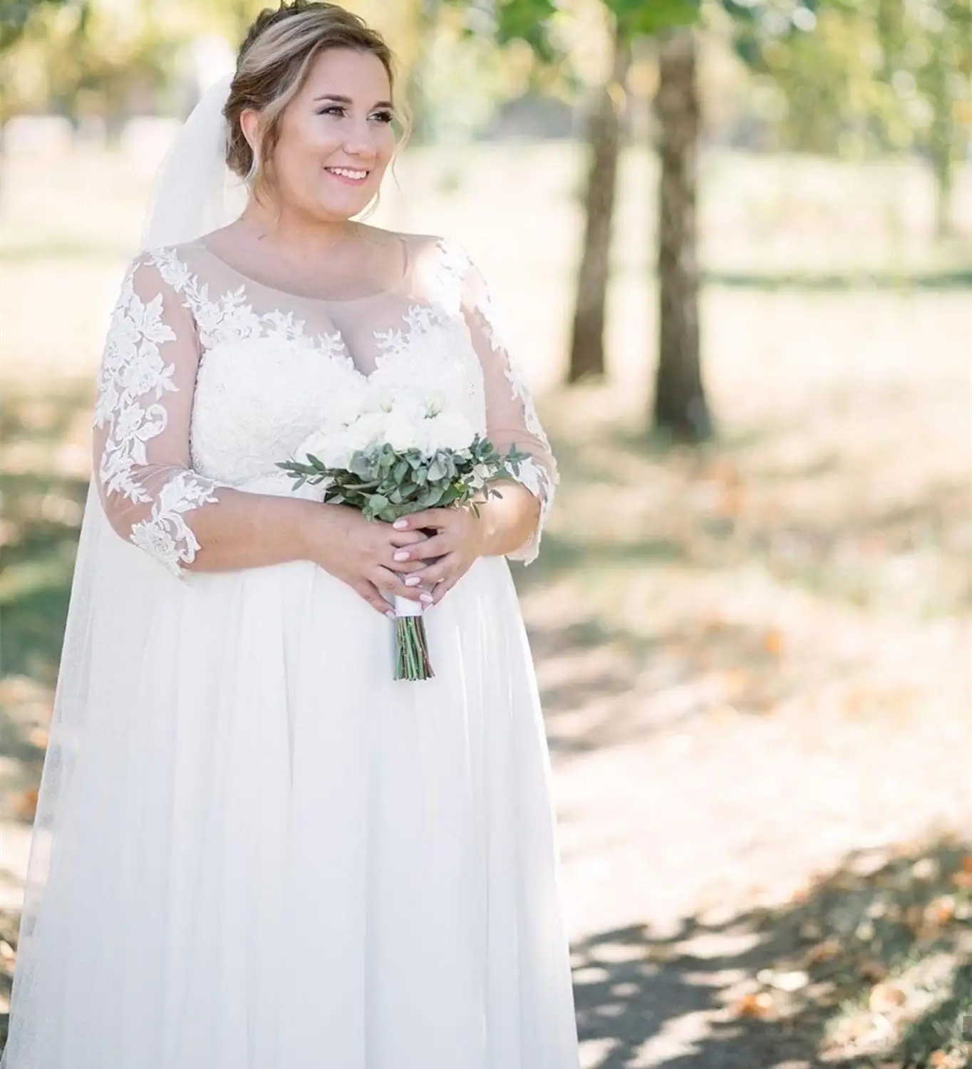 Abito da sposa taglie forti 2020 incinta 3/4 manica A-Line Appliques di  pizzo di grandi dimensioni abiti da sposa in Chiffon eleganti per le donne  spose - AliExpress Weddings \u0026 Events
