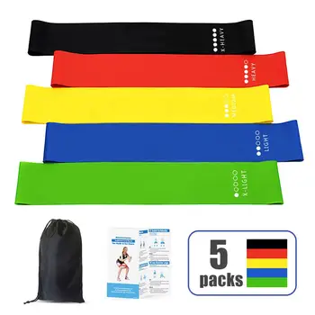 

5pcs Physical Exercise Bands Carry Bag Resistance Loop Training Natural Latex Pull Loop Fit Simplify Pilates Flexbands Strength