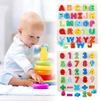 

Wooden Puzzles Alphabet Number Puzzles Toddler Digital Letters Learning Board Toys Set For Boys Girls Toddlers