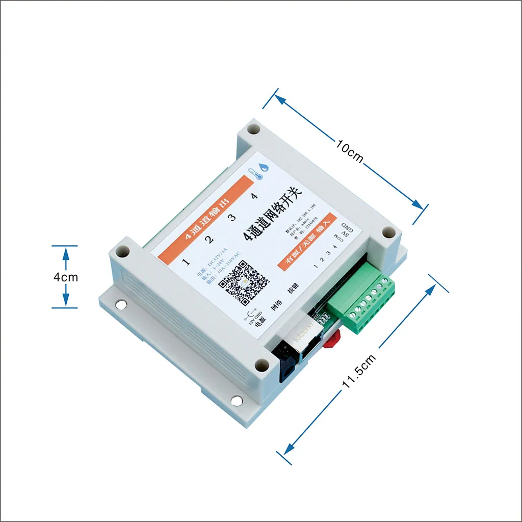

4-way Network Relay Mobile Phone WEB Cloud Service Ethernet Controller Centralized Management Temperature and Humidity