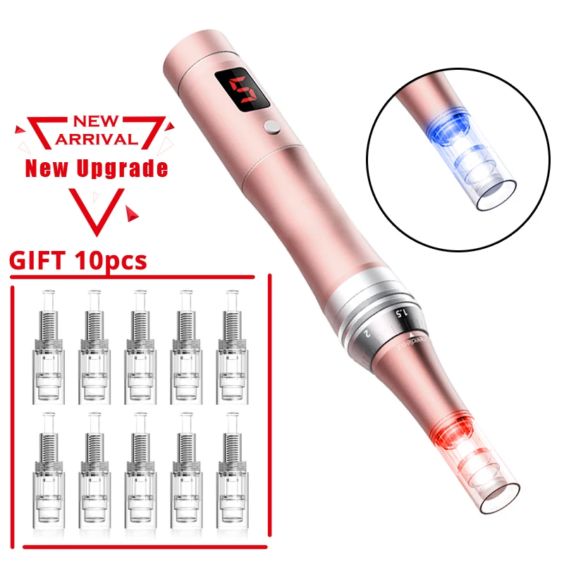  DARSONVAL Wireless Pink Microneedle Pen 2 Colors Led Facial Needle Cartridge derma Micro Needling T - 4000315297812